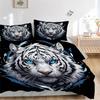 3pcs Blue Eyed White Tiger Bedding Set - Includes 1 Quilt Cover and 2 Pillowcases, Comfortable Bedding with Stylish Design for Bedroom, Mach