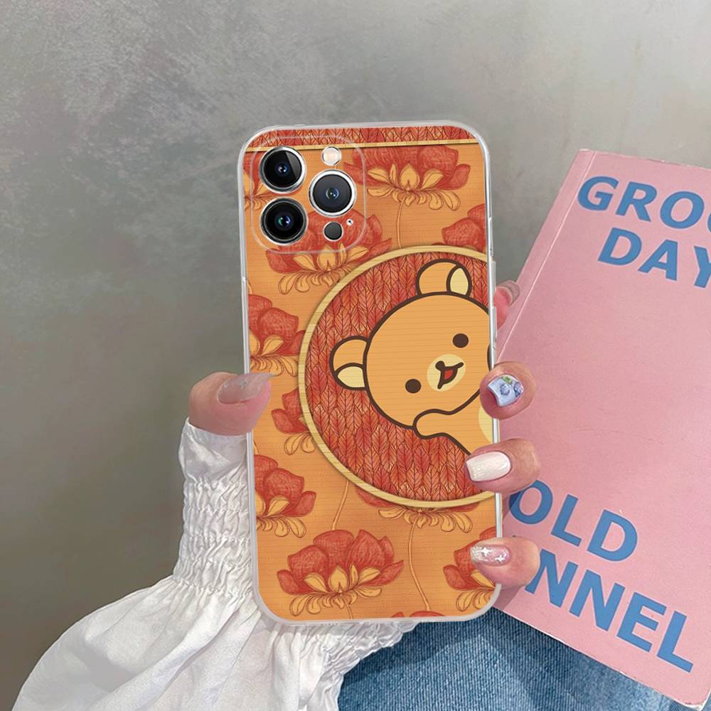 Popular Cute R-rilakkuma Bear Transparent Phone Case For IPhone 17 Air 16 Pro Max 15 14 13 12 11Plus Shockproof Cover