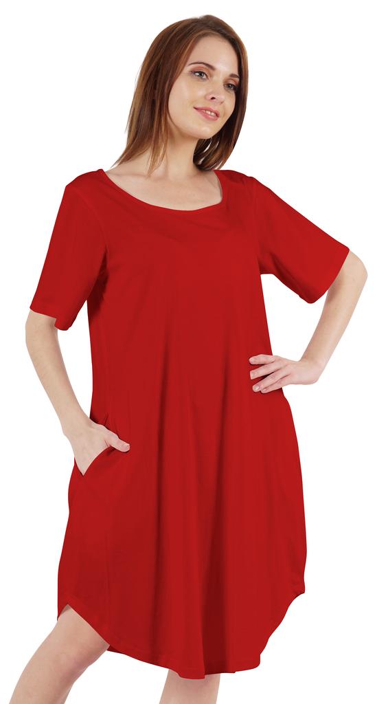 Inkmeso Noční košile pro ženy s krátkým rukávem W Noční košile s kulatým výstřihem Jersey tunika