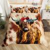 Highland Cow Duvet Cover King Queen Western Farm Animal Comforter Cover Microfiber Bull Cattle Floral Bedding Set For Kids Teen