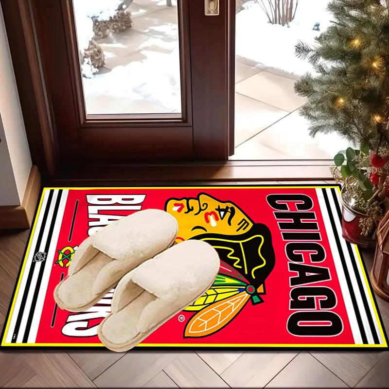 Chicago-Blackhawks Logo Bereichsteppich Geeignet für Innen- und Außenbereiche, Teppiche für Küchen, Häuser, Büros, Wohnzimmer, Heimdekoration, Weihnachtsgeschenk