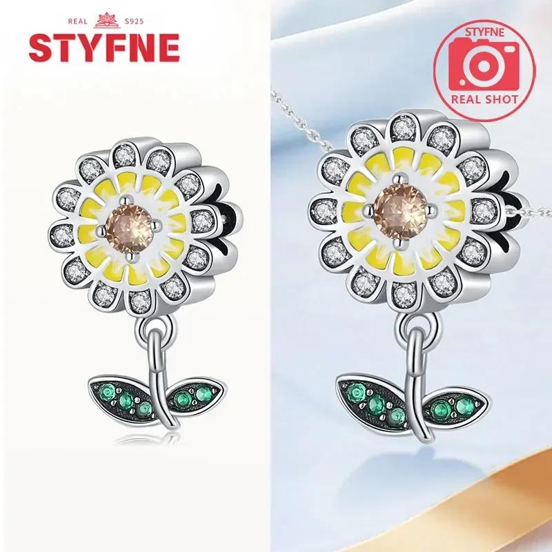 Copperoriginal Starry Sky Sunflower Green Wheat Field Oil Painting Charms Beads For Women Diy Fine Jewelry Gift