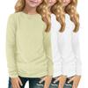 Children's Long-sleeved O-neck Top Solid Color Daily Casual(3pc)