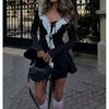 European and American Sexy Slim Fit Bell Sleeve Dress Lotus Leaf Edge Flared Sleeve Dress