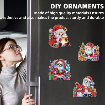 6 Stück 2D Flach Weihnachten DIY Diamantmalerei Kühlschrankmagnet Sonderform Kristall Kühlschrankmagnet für Heimküchendekoration