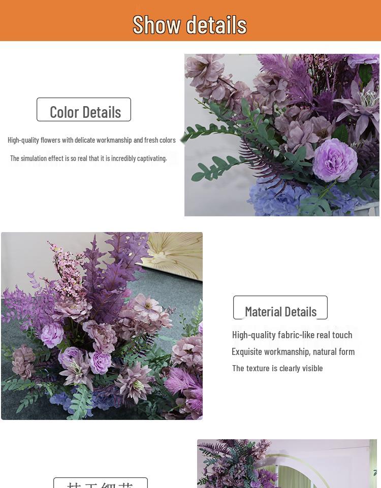 Purple Wedding Floral Scene: Aisle, Backdrop & Welcome Area Arrangement Set