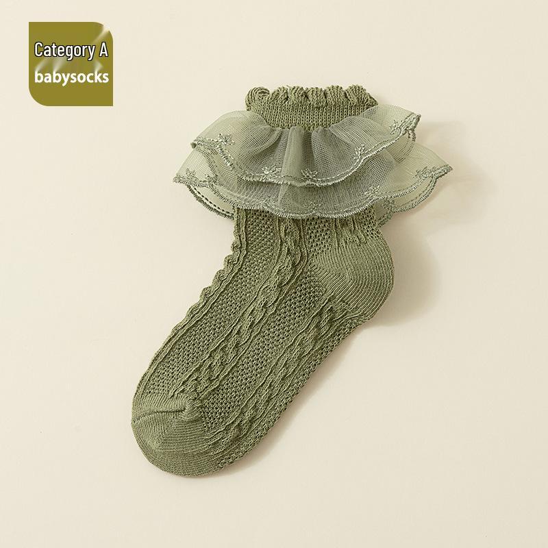 Mädchen-Socken mit Spitzenbesatz für Frühling und Herbst, mittellang: Doppellagig, Vielseitig, für Kleinkinder und Kinder