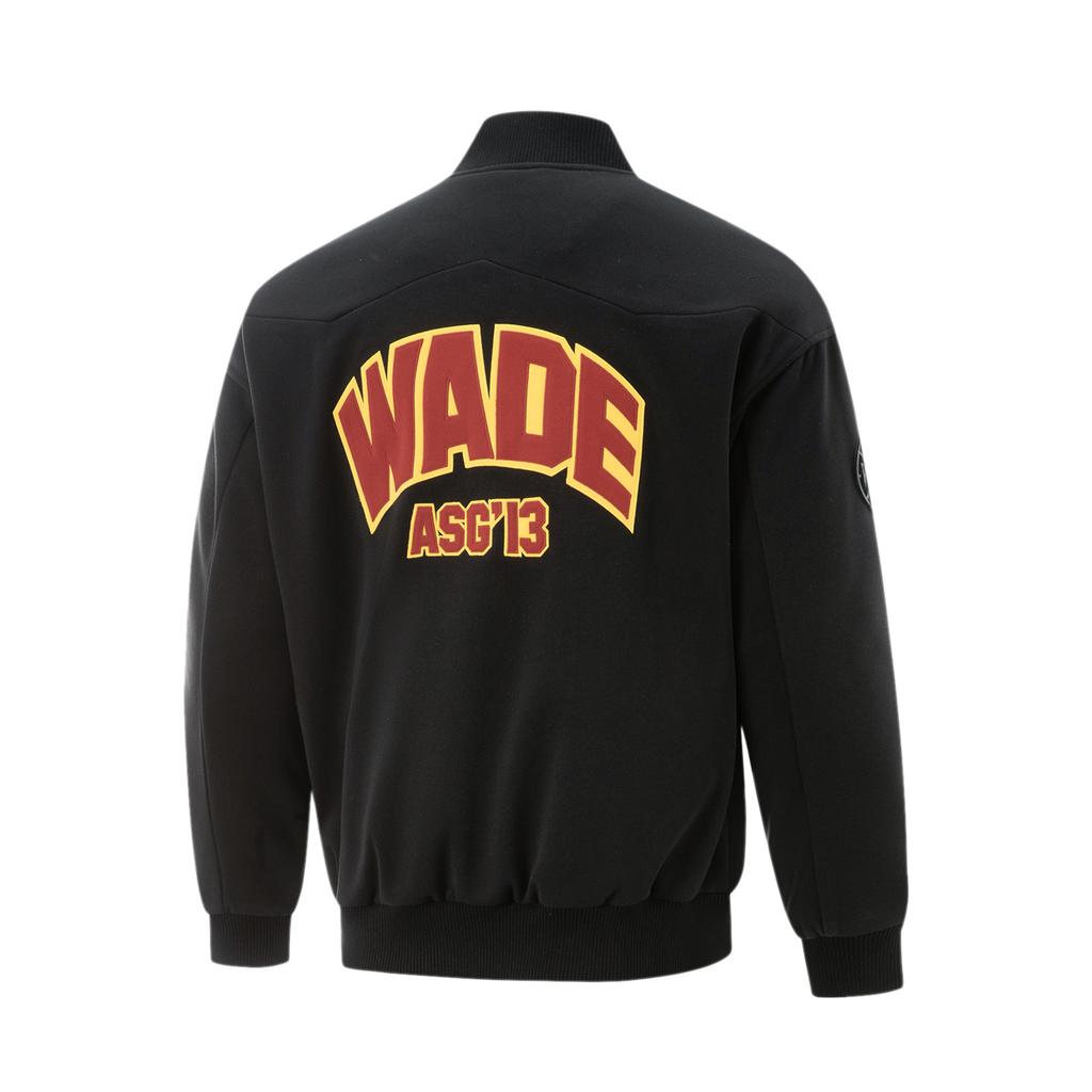 Li Ning Wow Wade Series Devil Fish Warm Loose Baseball Collar Comfortable Pattern Cotton Jacket Men Jacket Black AJMV143-1