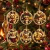 Acrylic Santa Hanging Ornaments 6 Pcs Christmas Pearl Art Ornaments, 2D Flat Holiday Tree Pendant, Effect Decoration for Home Wall Door Window