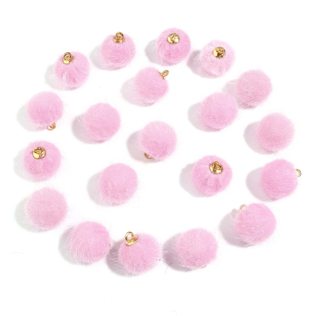 20pcs Plush Fur Covered Ball Beads Charms Multicolor Pompom Pendant For DIY Jewelry Making Necklace Bracelet Earring Accessories