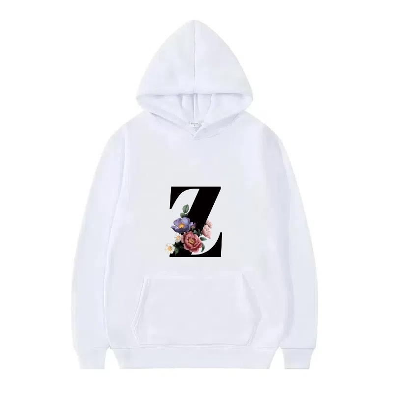 Letter Number Print Pattern Woman Fashion Loose Black Autumn Sporty Tops Clothes Pullovers Ladies Cheap Hoodies Men Sweatshirts