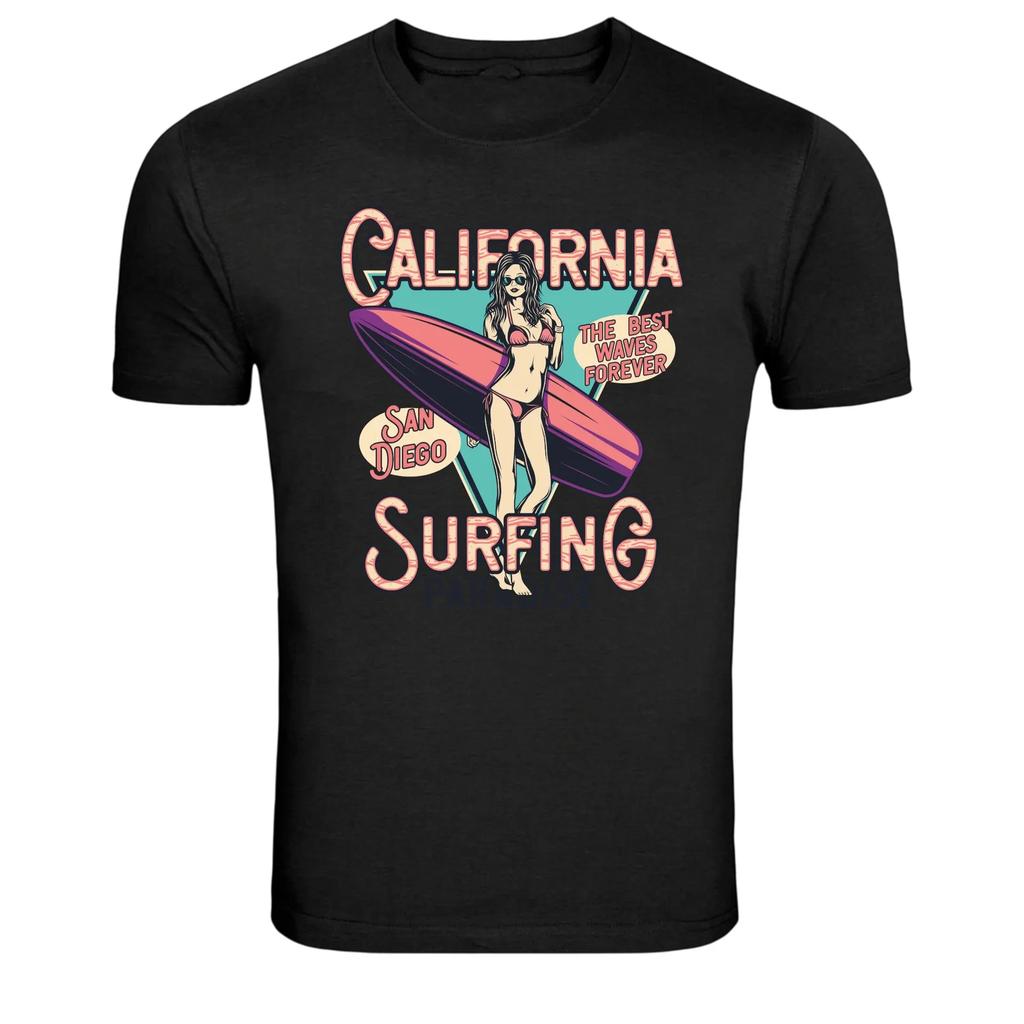 California San Diego Surfing Paradise Beach Girl Surf T-Shirt