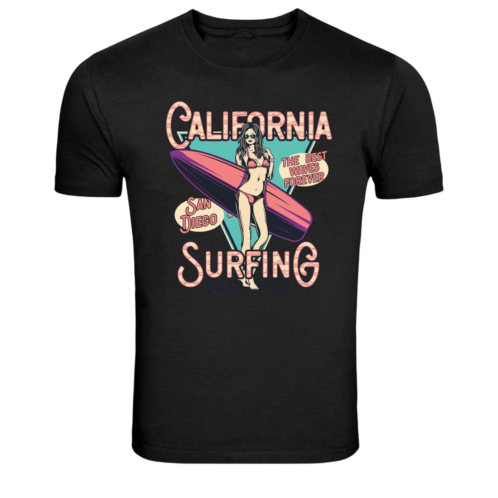 California San Diego Surfing Paradise Beach Girl Surf T-Shirt XXXXL