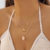 Boho Multilayered Necklace for Women Gold Color Starfish Scallop Shell Pendant Choker Chain Summer Beach Jewelry Accessories Gif