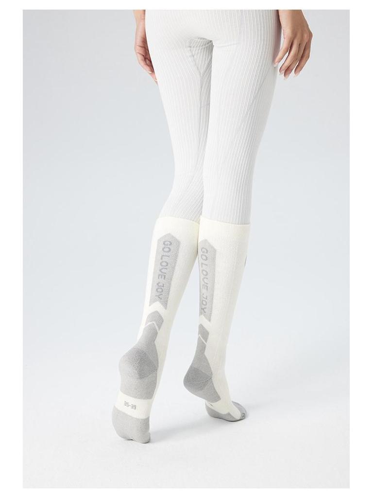 DWZ09 Non-Slip Thick Wool Ski Socks for Outdoor, Snow, Cycling, and Mountaineering - Mid-High Tube, Warm for Autumn & Winter