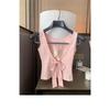 Sexy Bow Halter Sling Vest French with Chest Pad Inside Niche Outside Sleeveless Top