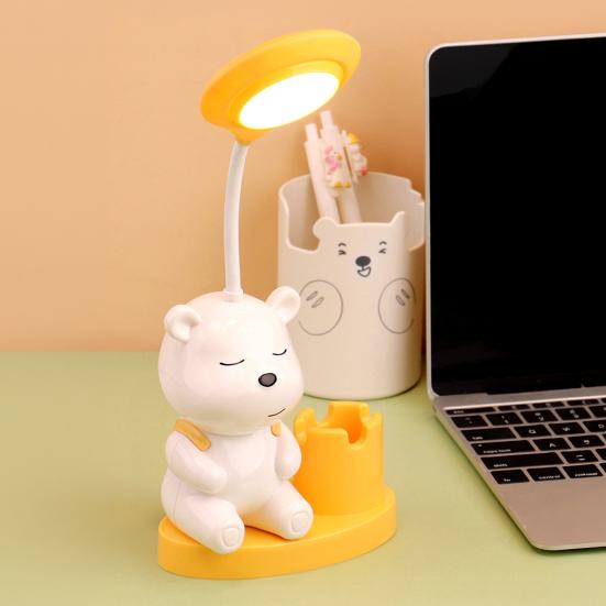 Cartoon Backpack Bear Desk Lamp USB Rechargeable Flexible Gooseneck Table Reading Light Home Office Bedroom Bedside Night Light