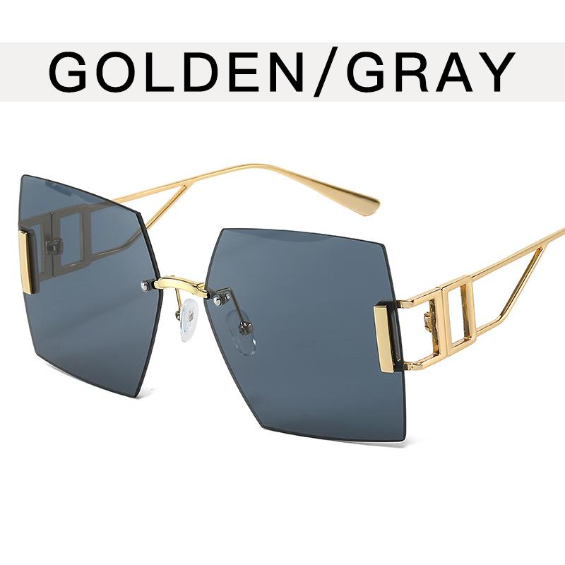 Square Shape Rimless Women's Sunglasses Metal Frame Hollow Out Leg Outdoor Sunglass UV Protection Female Sun Glasses