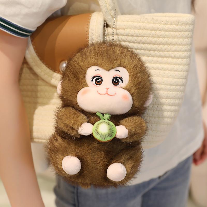 18-45CM Kawaii Monkeys Holding Kiwifruit Plush Toys Lovely Monkey Pillow Small Monkey Keychain Toy Stuffed Soft Animal Toy Gift