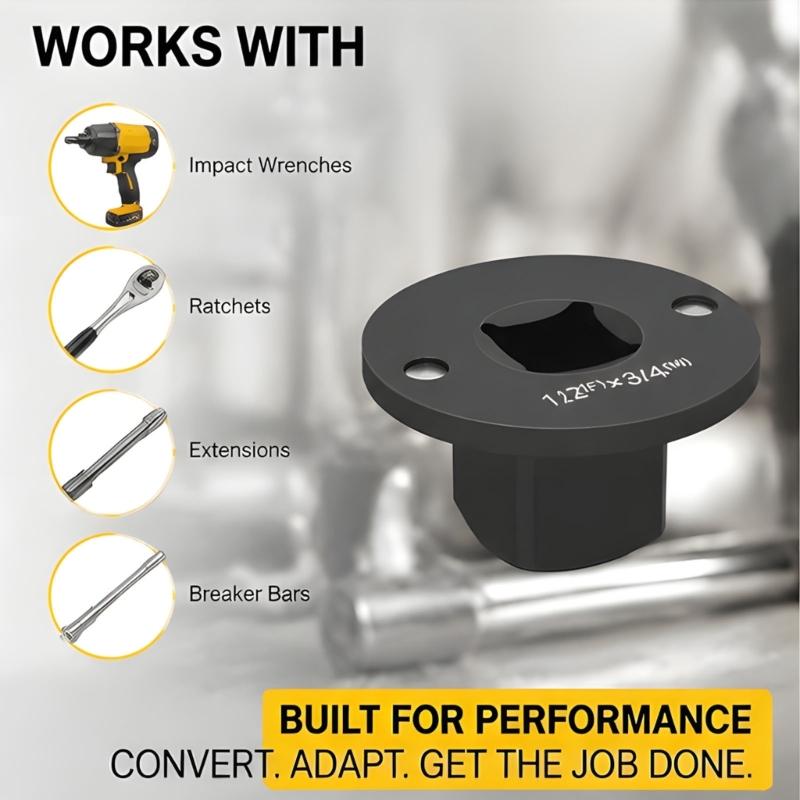 Low Impact Socket Adapter Set, 4 Piece Metal Square Size Change Kit with Detent Ball Locking for Vehicle Repair, Garage Service and Daily Maintenance