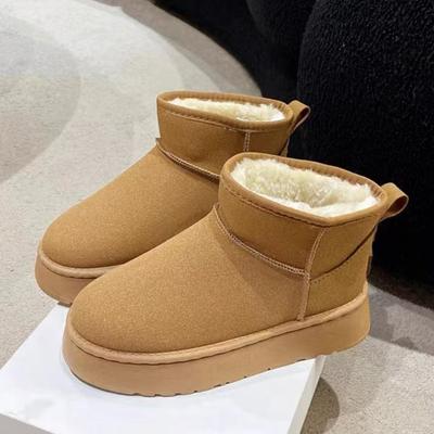 Nieuwe Sneeuwlaarzen met Dikke Zool voor Dames, Fleece en Verdikte Warme Broodschoenen, Katoenen Schoenen voor Dames