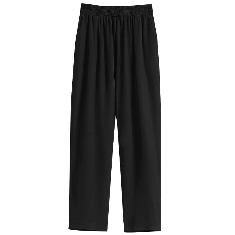 DIMANAF Summer 2025 Plus Size Women Loose High Waist Basic Elastic Pants Casual Trousers Long Wide Leg Pants