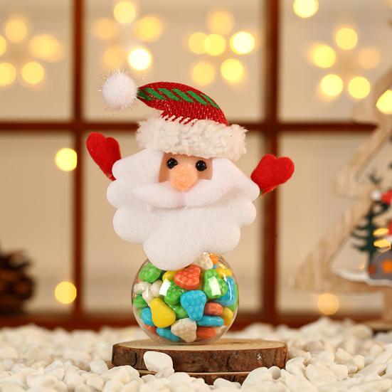 Frasco de doces de natal transparente com desenhos animados, papai noel, rena, boneco de neve, urso, tampa de plástico reutilizável, mini recipiente de doces, lembrancinhas para festa