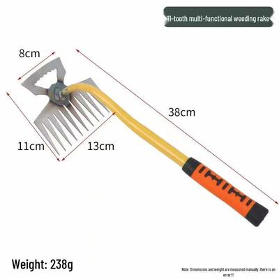 Outil de désherbage en acier au manganèse à double usage: Désherbeur manuel et ameublisseur de sol avec options à 5, 6 et 11 dents pour les légumes sauvages