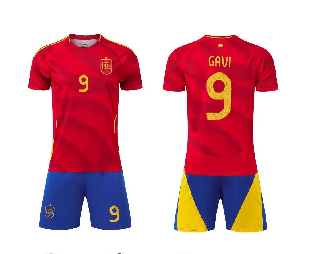 24-25 Spain Home Team No. 9 National Team Football Jersey Children S Clothing Adult Set Size 14-3Xl 14 yards/90