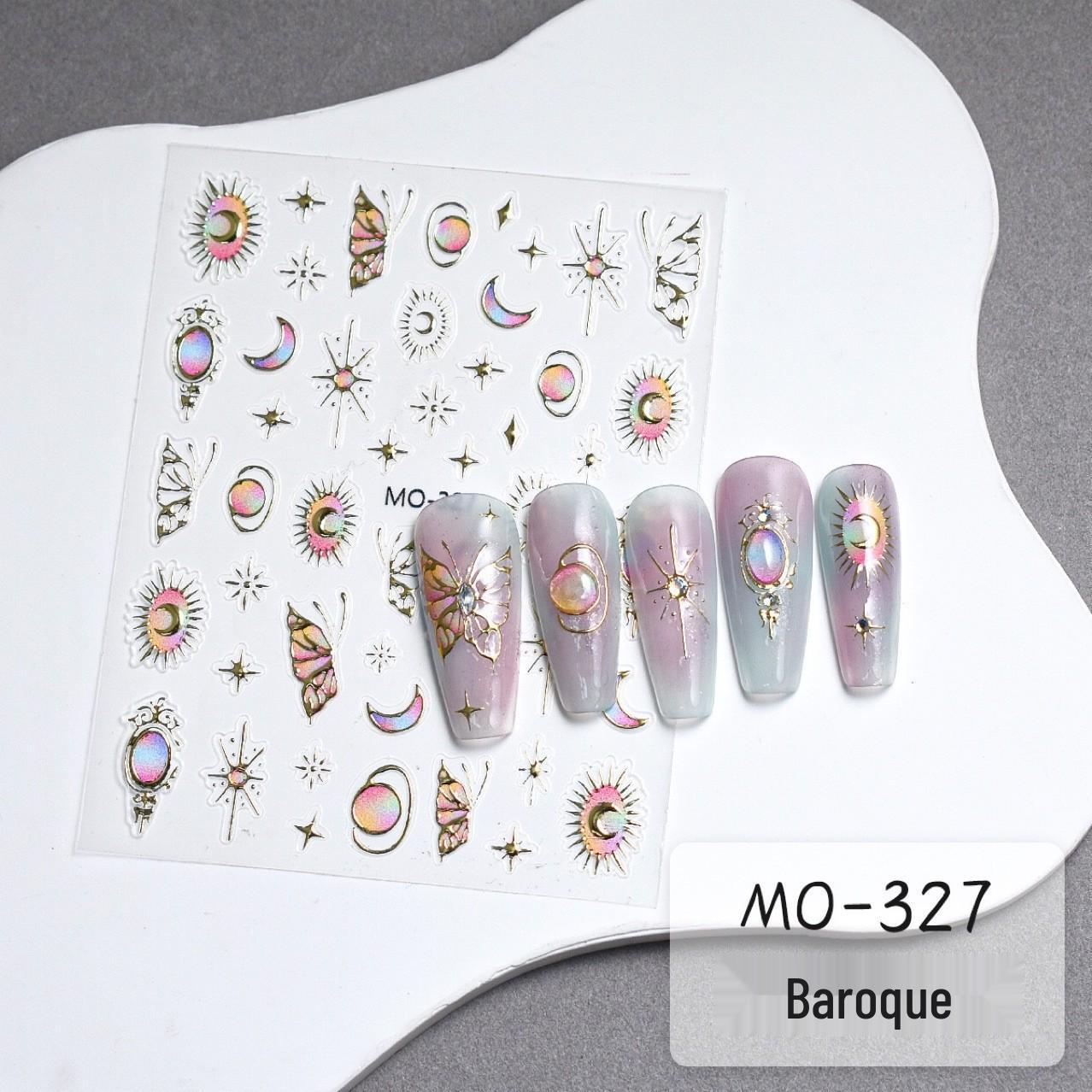 

3D Барокові Золоті Наклейки для Нігтів з Бантиком у Формі Серця Сейлор Мун