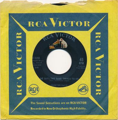 7inch Record SKEETER DAVIS - He Says The Same Things To Me 478288 RCA Victor 1964 US Folk Used