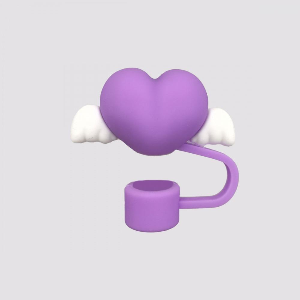 

Cute Hearts Straw Cover Cap Accessories For Stanley Cup 40 oz Kawaii Silicone Straw Cover Dust Proof Tumbler Straws Topper Cap фіолетовий