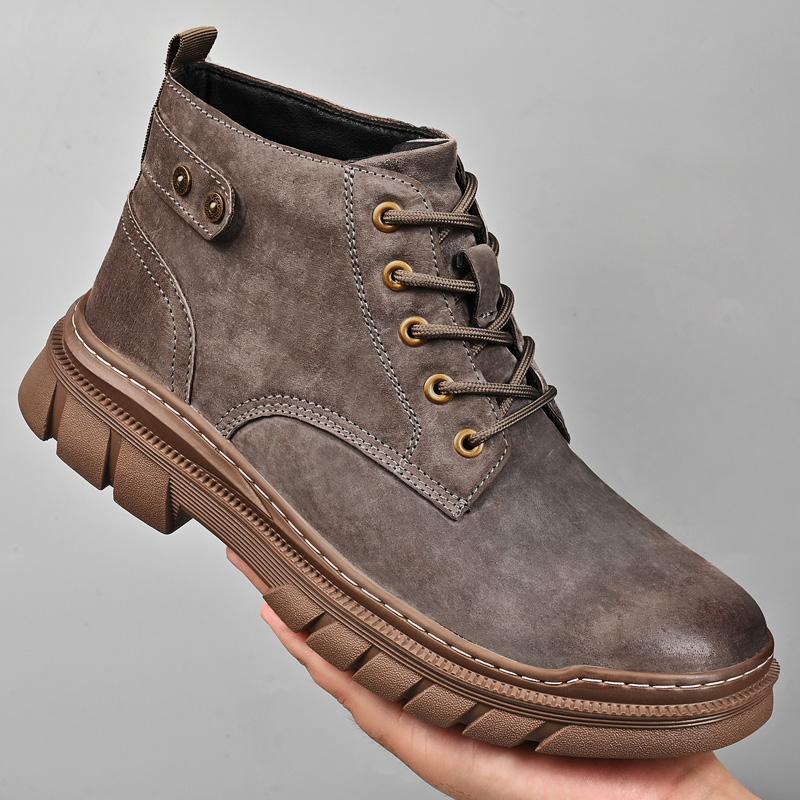 Genuine Leather Men's Ankle Boots Classic Casual Shoes Breathable Walking Hiking Shoes High Quanlity Leisure Boots Winter Shoes