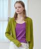 OPENING SUNSHINE Sheer Scallop Linen Cardigan Olive