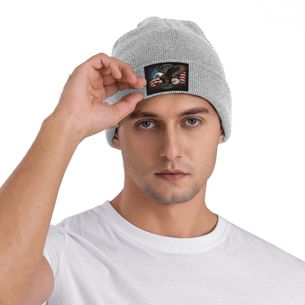American Eagle Print Warm Knitted Cap Winter Knit Bonnet Hat Skullies Beanies Hip Hop Caps for Unisex
