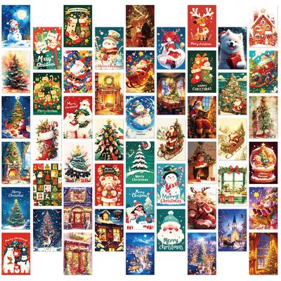 50 Christmas Snowman Theme Wall Cards, Bedroom Background Cards, Message Cards, Commemorative Greeting Cards