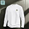 Jeanswest Life Men's Minimalist Clover Print Long-Sleeve Cotton Crewneck T-Shirt