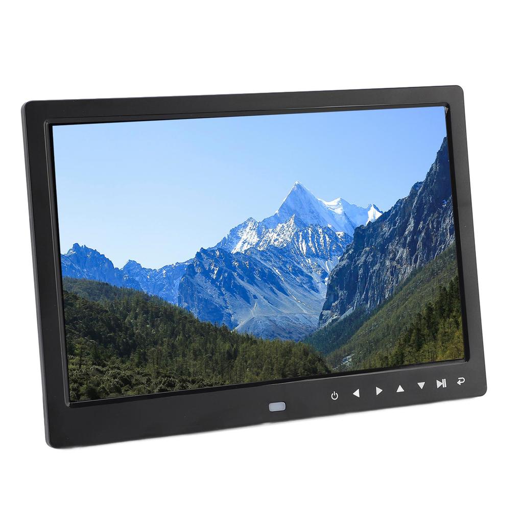Digital Picture Frame 12in USB HD Load Photo Video From Phone Multi Function Advertising Machine with Speaker Black EU