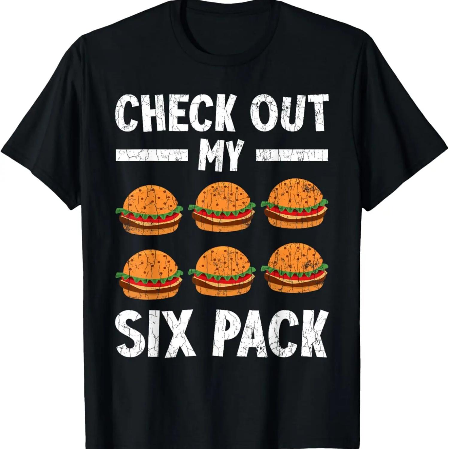 Check Out My Six Pack Burger Funny Cheeseburger Graphic T-Shirt S чёрный
