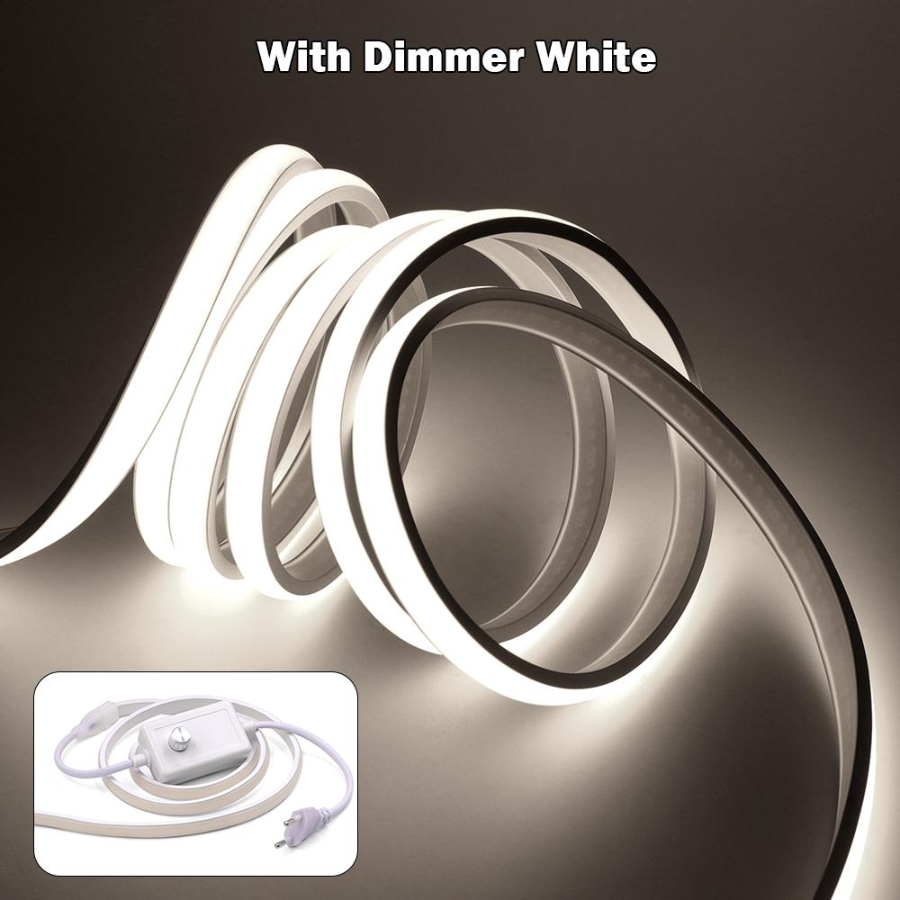 Dim Edilebilir Neon COB LED Şerit 220V Dimmer Anahtar Güç Kiti Süper Parlak 288LED/m Su Geçirmez Neon Doğrusal Aydınlatma 3000K 4000K 6000K