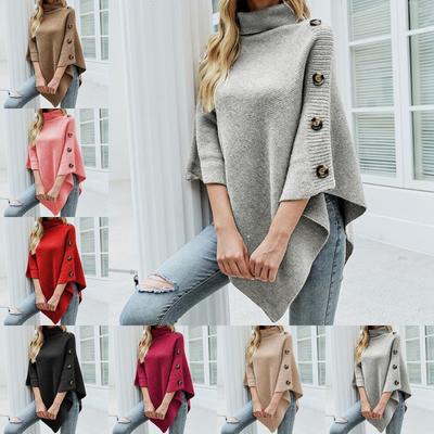 Umhang Cape Rollkragenpullover Strickjacke Mantel