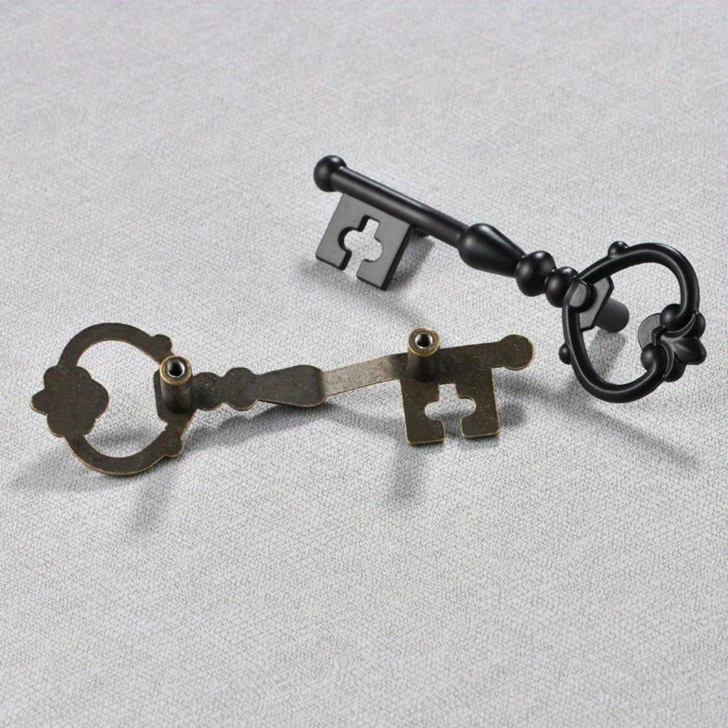 [Vintage Antike Metall Schubladengriffe] 2 Stück Vintage Zinklegierung Schrankgriffe mit Schlüsselloch, 2,28" Lochabstand - Antike Metall Schubladengriffe für Zuhause