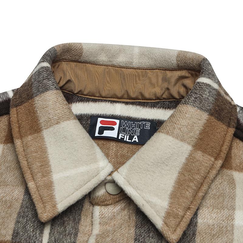 FILA Fashion Woven Latte Brother Fitted Polo Shirt Jacket Men Jacket Wheat F11M519703FBG