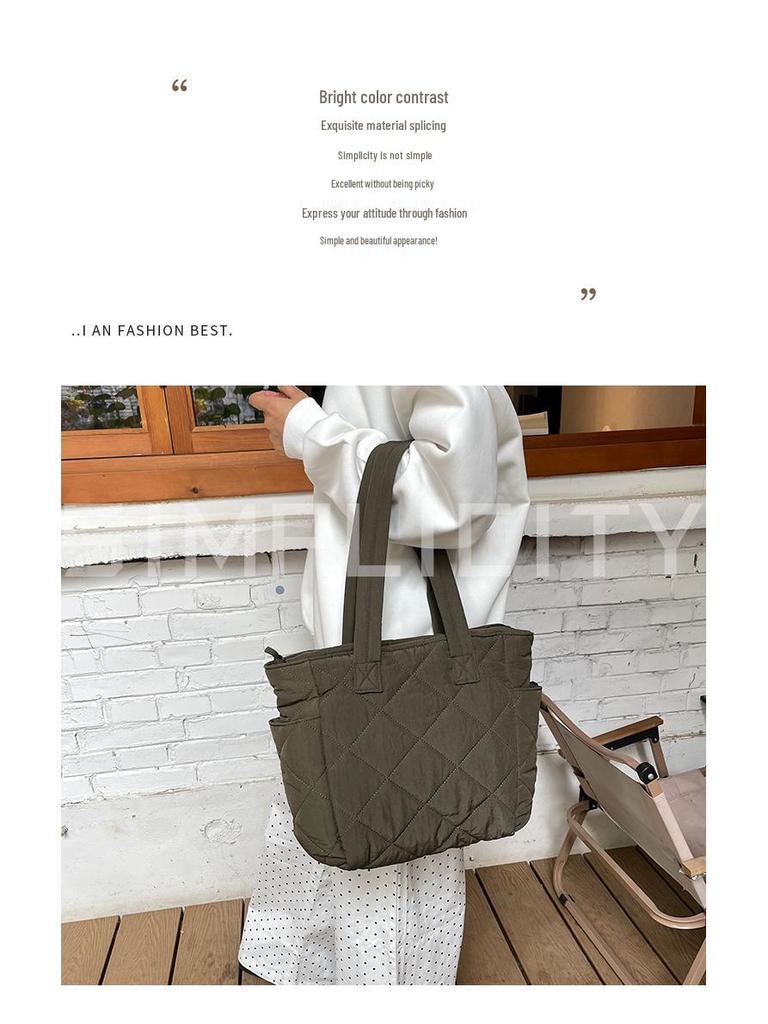 2023 Women's Large Capacity Quilted Nylon Tote - Versatile Autumn/Winter Fashion Shoulder Bag