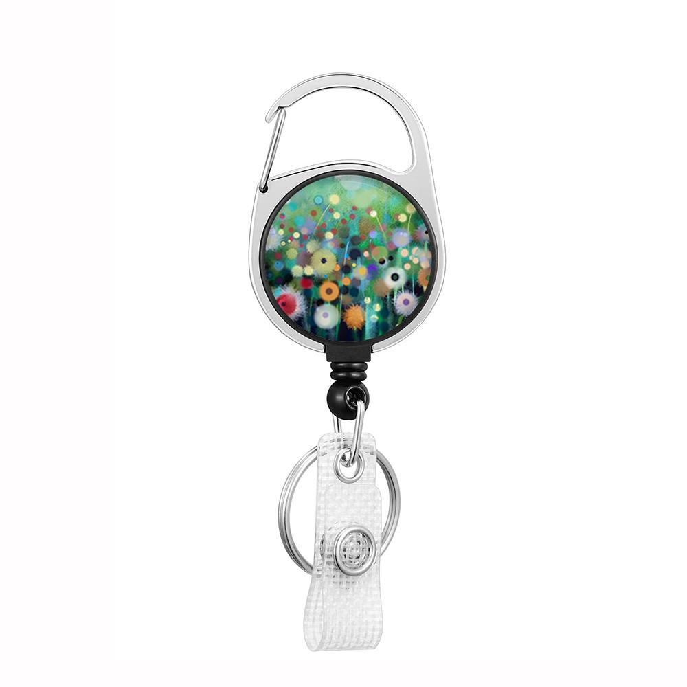 Plant Flowers Clip Lanyards ID Badge Holder Porta Credencial Lanyards Keychain Badge Reel Nurse Retractable Wholesale