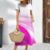 Fashion Tie-dye Striped Women Elegant Mini Dresses Summer Short Sleeve 3D Print Gradient Street Ladies Casual Dress  Big Size