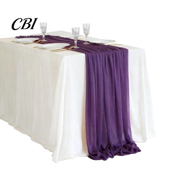 Chiffon Table Runner Sheer Flowing Runner, Wedding Elegant Solid Color Charming Dining Accessory for Home Bridal Shower Party Decor