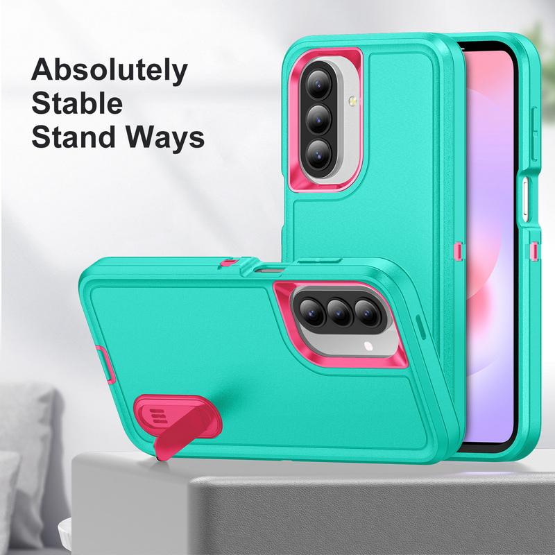 Candy Color Stand Phone Case For Samsung Galaxy S26 Ultra S25 FE S24 S23 Plus A17 A27 A37 A57 A15 A16 A36 A56 5G Hybrid 3in1 Shockproof Bumper Cover