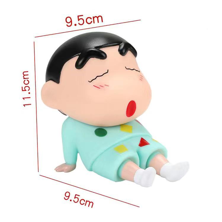 Crayon Shin Chan Anime Figure Phone Holder Kawaii Cartoon Desk Ornament Watching Tv Phone Stand Collectible Figurine Home Decor
