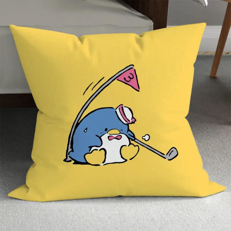 

Подушка для домашнего декора, детская комната, наволочка, подарок для девочек и мальчиков, милый пингвин, желтый 40x40cm